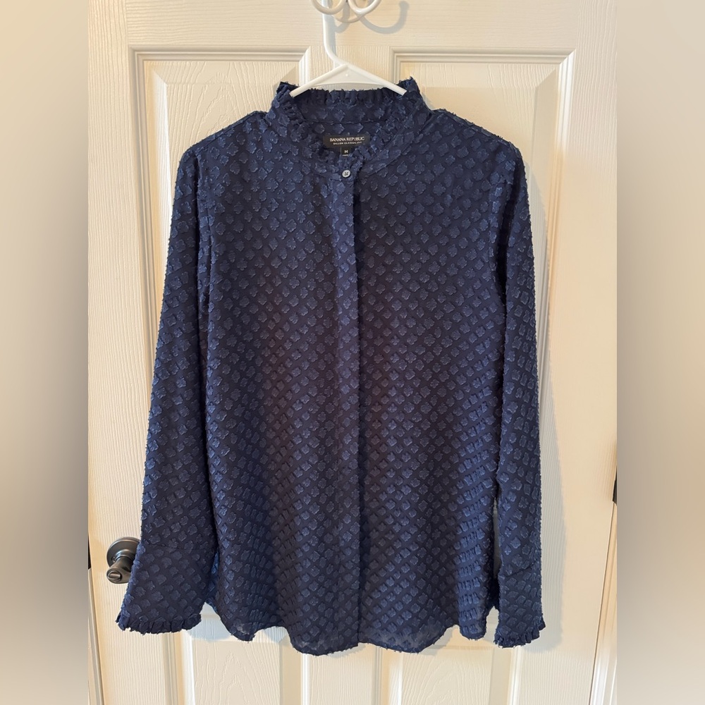 Banana Republic Navy Textured Blouse
